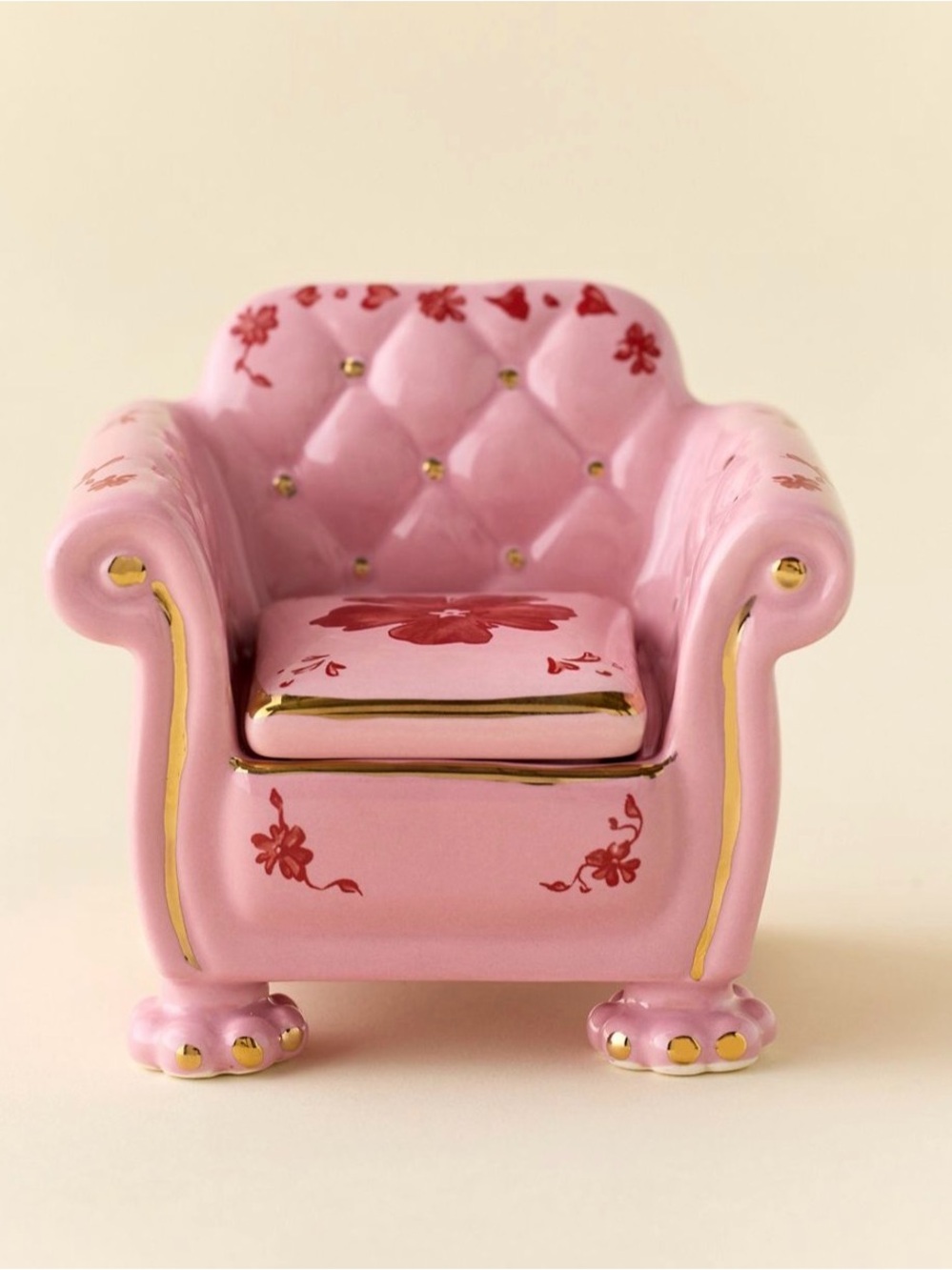 Urban Outfitters Pink Ceramic Amelie Armchair Trinket Box NEW NWT